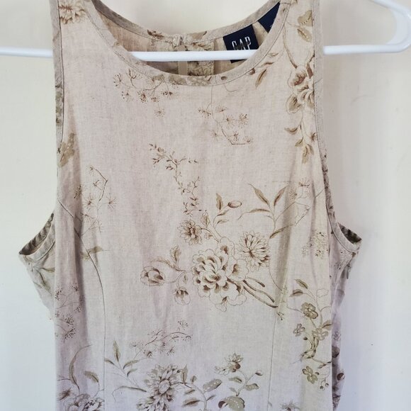 Gap Womens 100% Linen Maxi Dress Size 6 Floral Sleeveless Beach Minimalist Boho - Picture 3 of 14